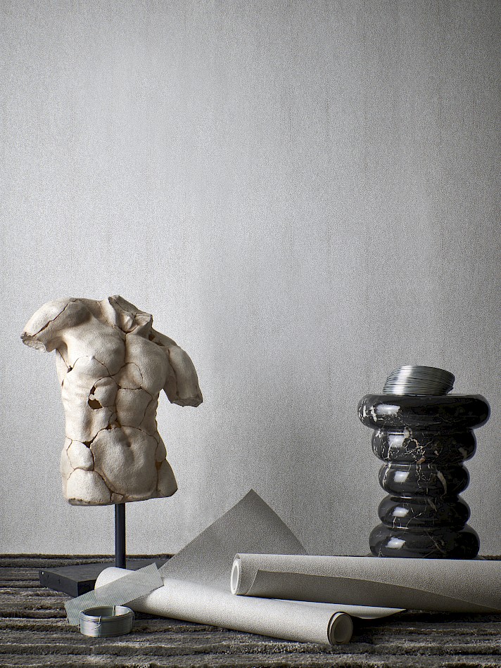 Wallpaper, white and beige, CAB903, The Texture Book, Masureel