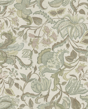 Wallpaper, beige-green, flowers, 350641, Amber, Eijffinger