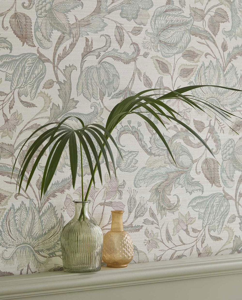 Wallpaper, beige-green, flowers, 350641, Amber, Eijffinger