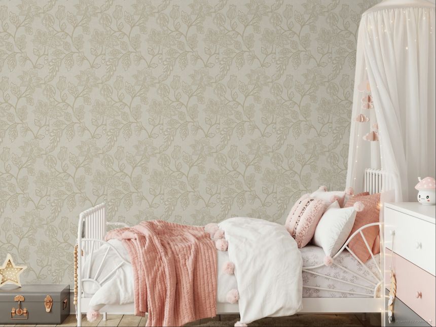 Wallpaper, cream, flowers, 350660, Amber, Eijffinger