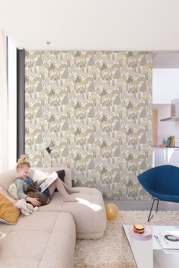 Kids wallpaper, beige, trees, LD2103, Little Dreamers, Grandeco