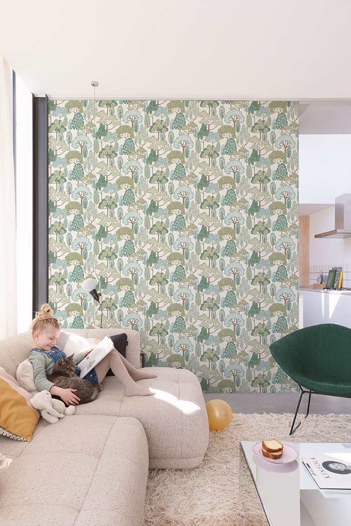 Kids wallpaper, turquoise, trees, LD2109, Little Dreamers, Grandeco