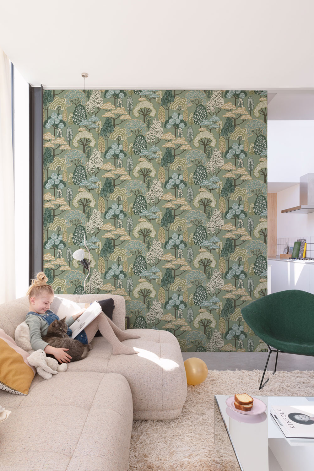 Kids wallpaper, green, trees, LD2113, Little Dreamers, Grandeco