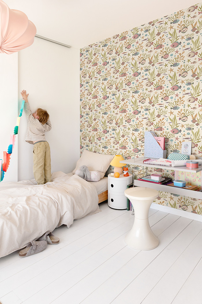 Kids wallpaper, beige, underwater world, LD3318, Little Dreamers, Grandeco