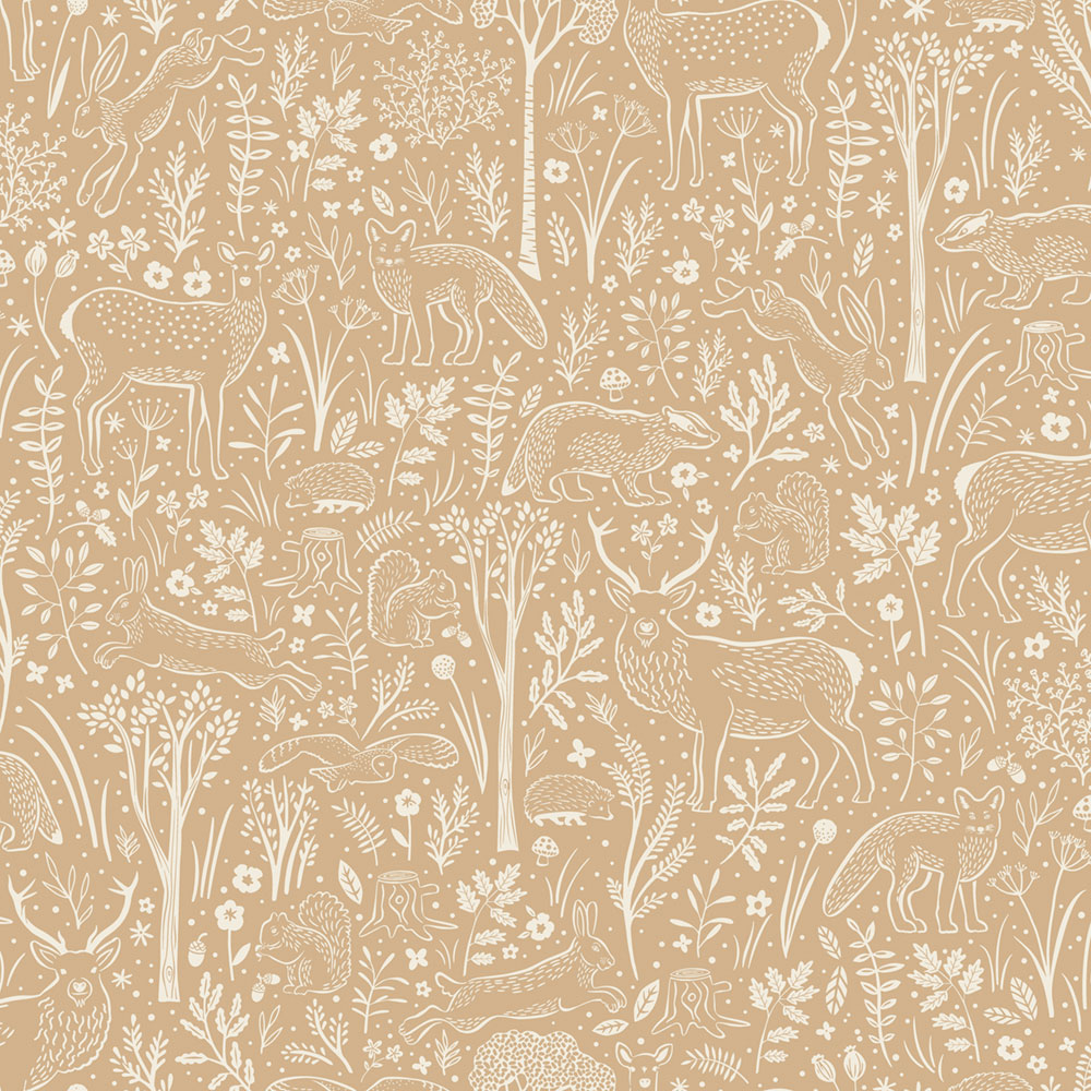 Wallpaper, brown, forest animals, LD3421, Little Dreamers, Grandeco