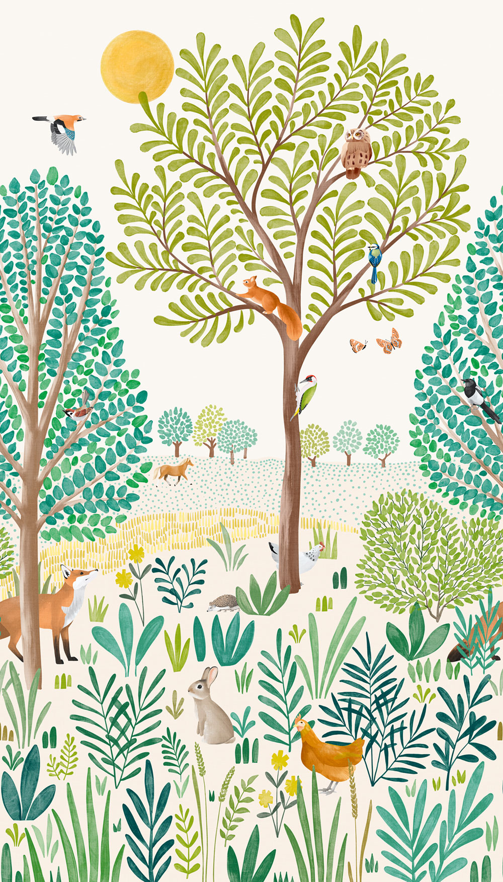 Kids mural, forest animals, LD6001, Little Dreamers, Grandeco