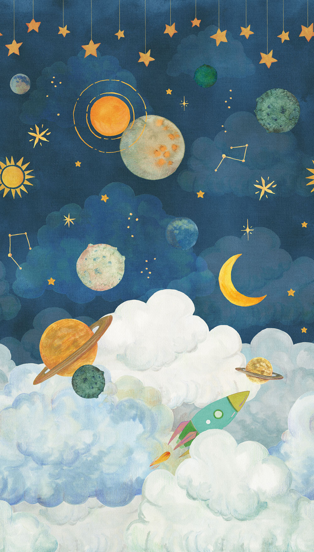 Kids mural, space, LD6101, Little Dreamers, Grandeco