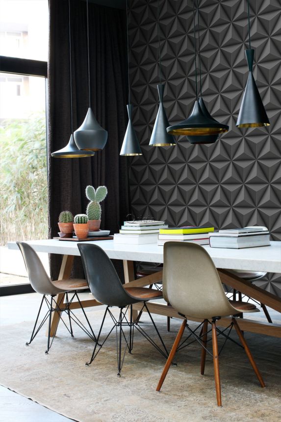 Wallpaper, grey-black, 3D geometric pattern, 347816, 3D Reflections, Origin