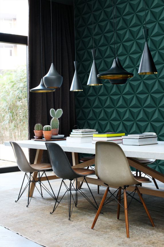 Wallpaper, turquoise, 3D geometric pattern, 347817, 3D Reflections, Origin
