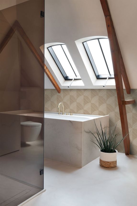 Wallpaper, brown-beige, geometric pattern, 347936, 3D Reflections, Origin