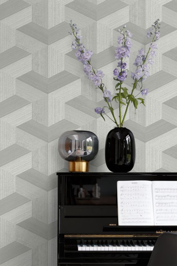 Wallpaper, grey, geometric pattern, 347947, 3D Reflections, Origin