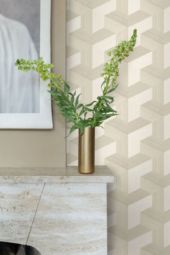 Wallpaper, beige, geometric pattern, 347948, 3D Reflections, Origin
