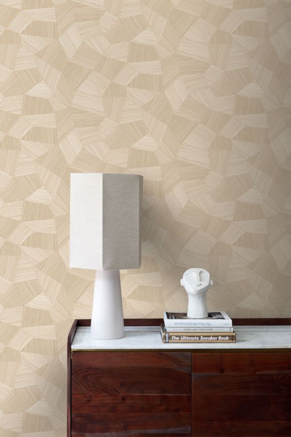 Wallpaper, beige, geometric pattern, 347983, 3D Reflections, Origin