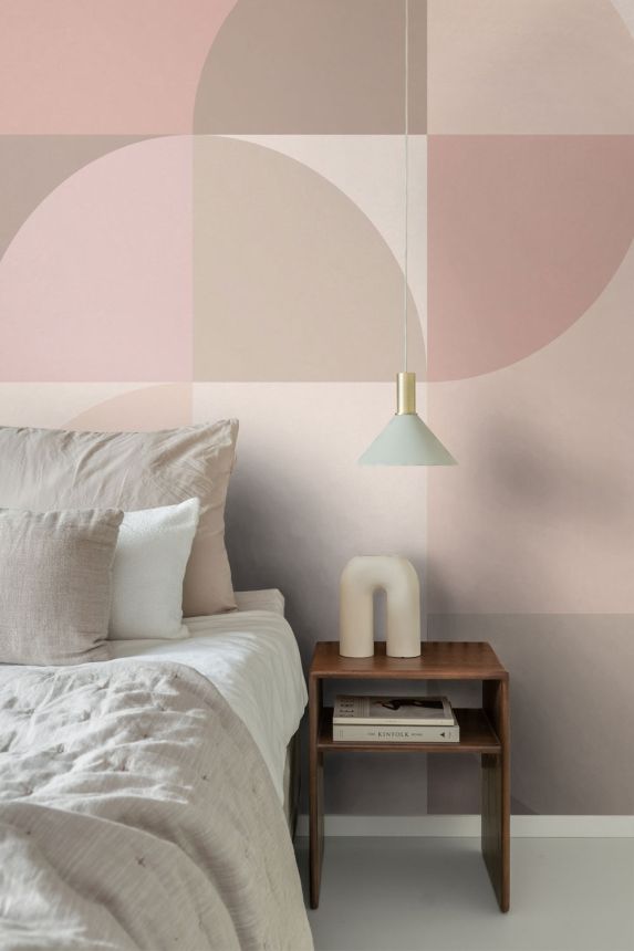 Mural wallpaper, pink, beige, geometric pattern, 357321, 3D Reflections, Origin