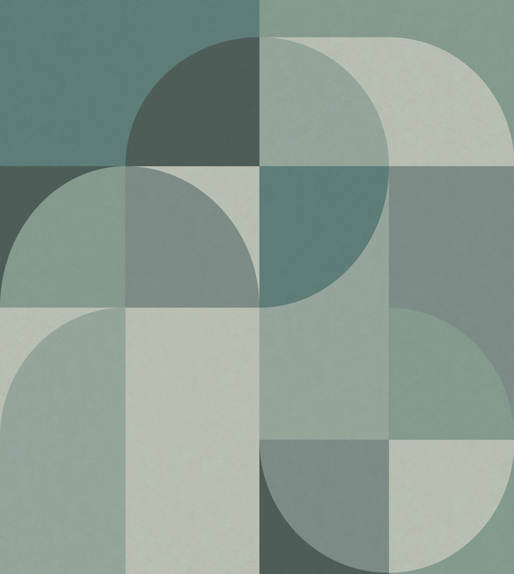 Mural wallpaper, green, grey, geometric pattern, 357323, 3D Reflections, Origin