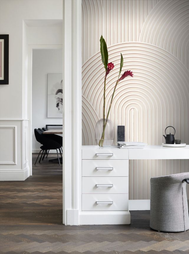 Mural wallpaper, beige, geometric pattern, 357331, 3D Reflections, Origin