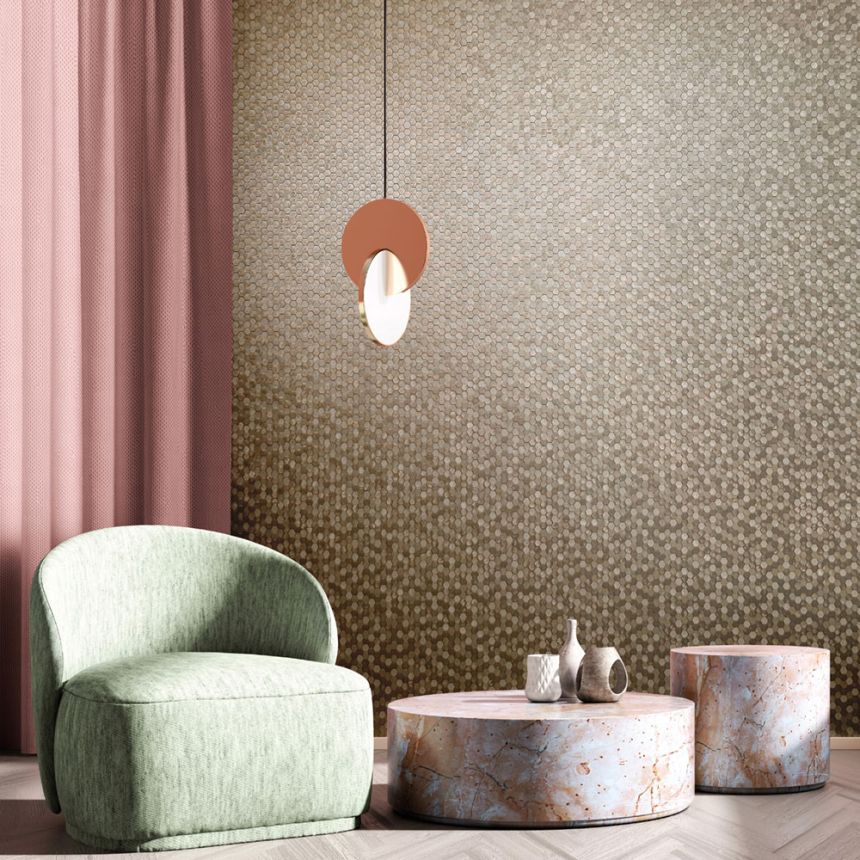 Wallpaper, Silver-Gold, Hexagons, 35816, Papis Loveday Fashion Icon, Marburg