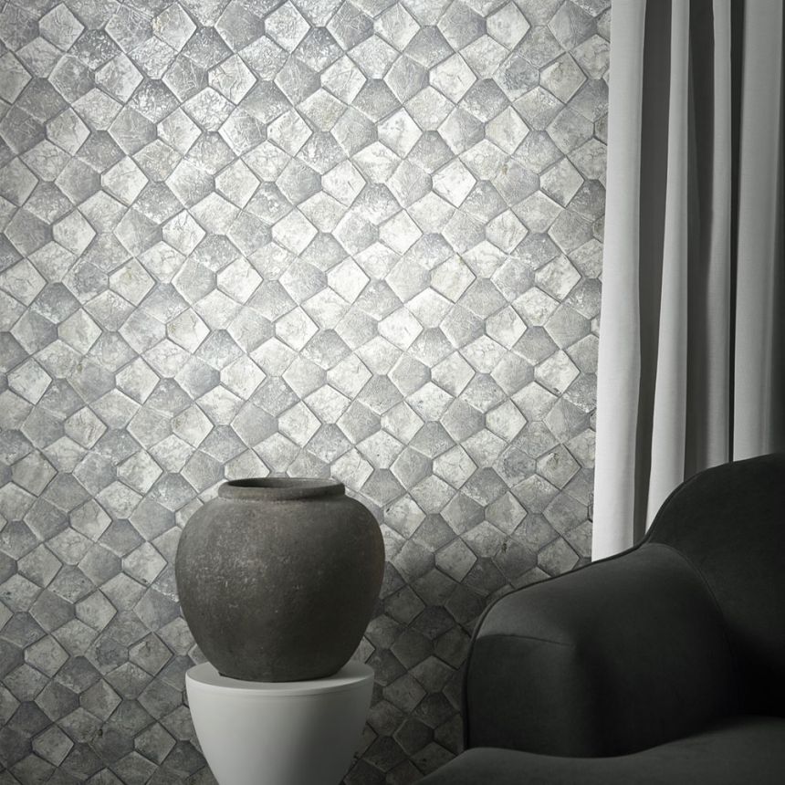 Geometric Wallpaper, Grey, 34907, Eclectic, Marburg