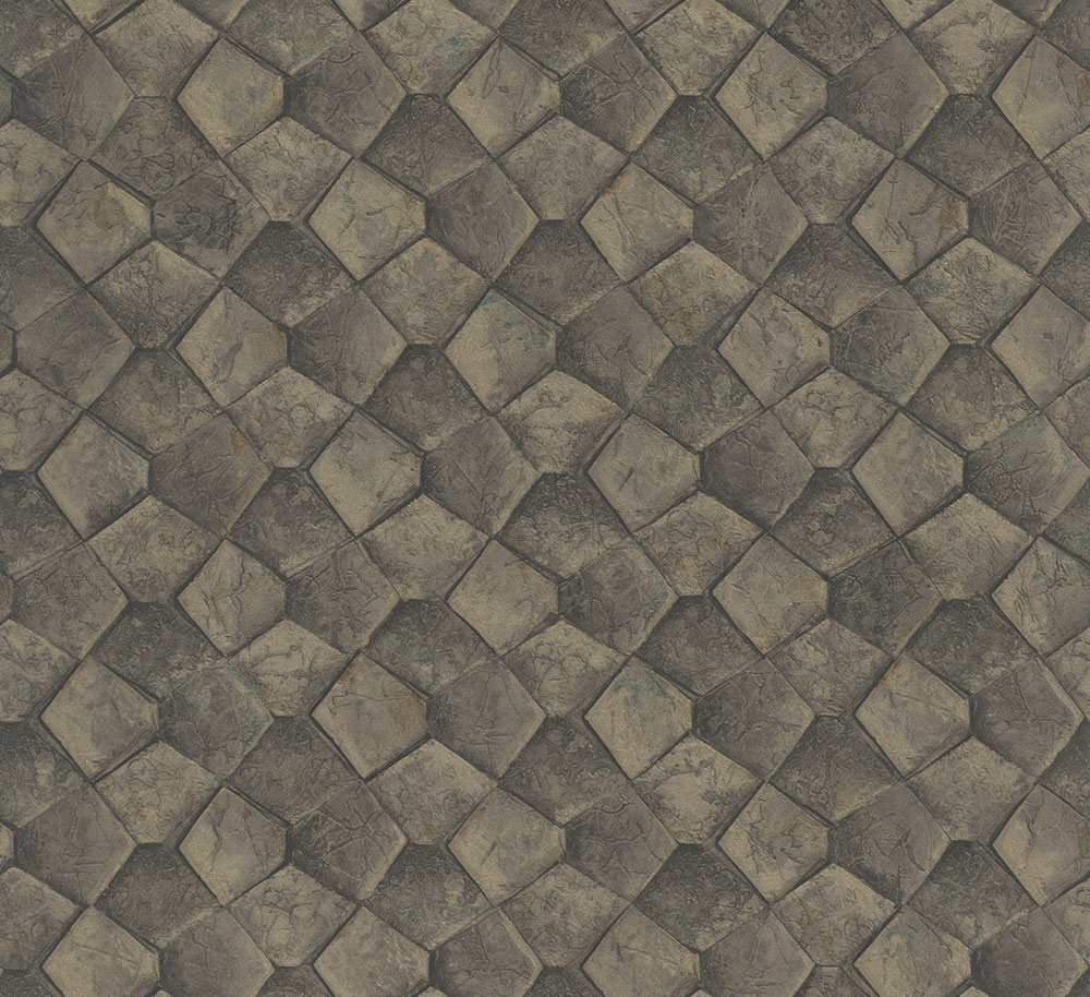 Geometric Wallpaper, Black-Gold, 34909, Eclectic, Marburg