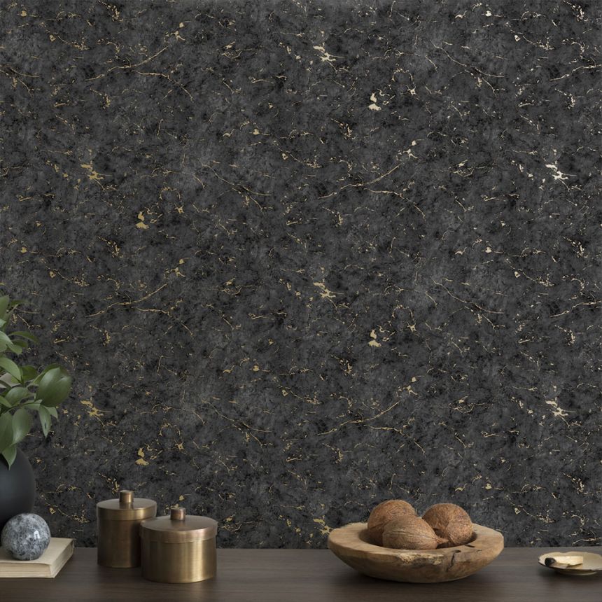 Wallpaper, black-gold, stucco, marble, 125063, Vavex 2027