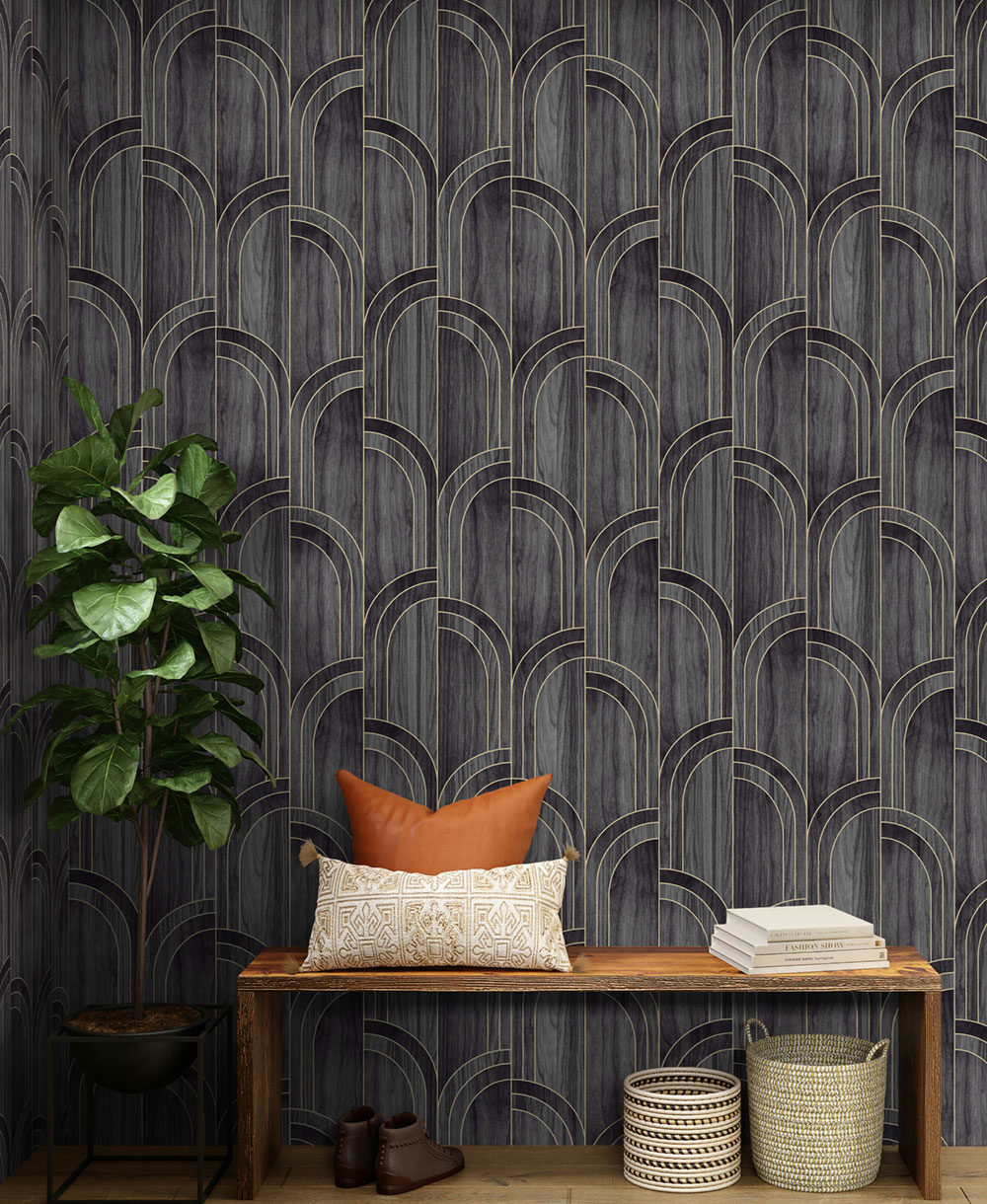 Wallpaper, grey-black, wood, 121153, Vavex 2027
