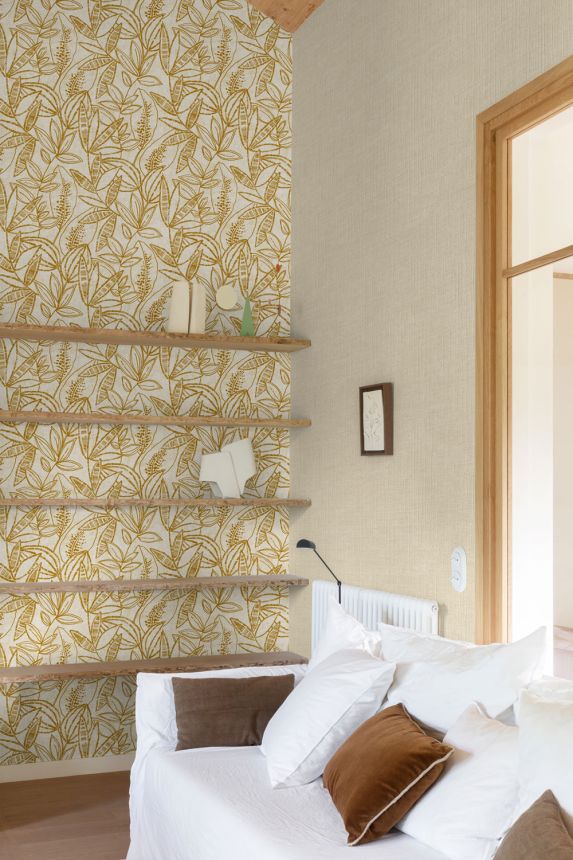 Wallpaper, beige-gold, leaves, A71801, Vavex 2027