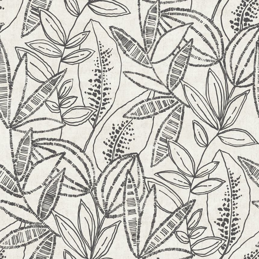 Wallpaper, grey-black, leaves, A71802, Vavex 2027
