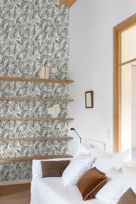 Wallpaper, grey-black, leaves, A71802, Vavex 2027