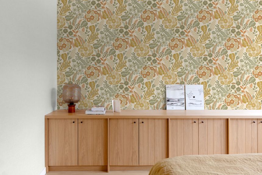 Wallpaper, beige, flowers, A76602, Vavex 2027