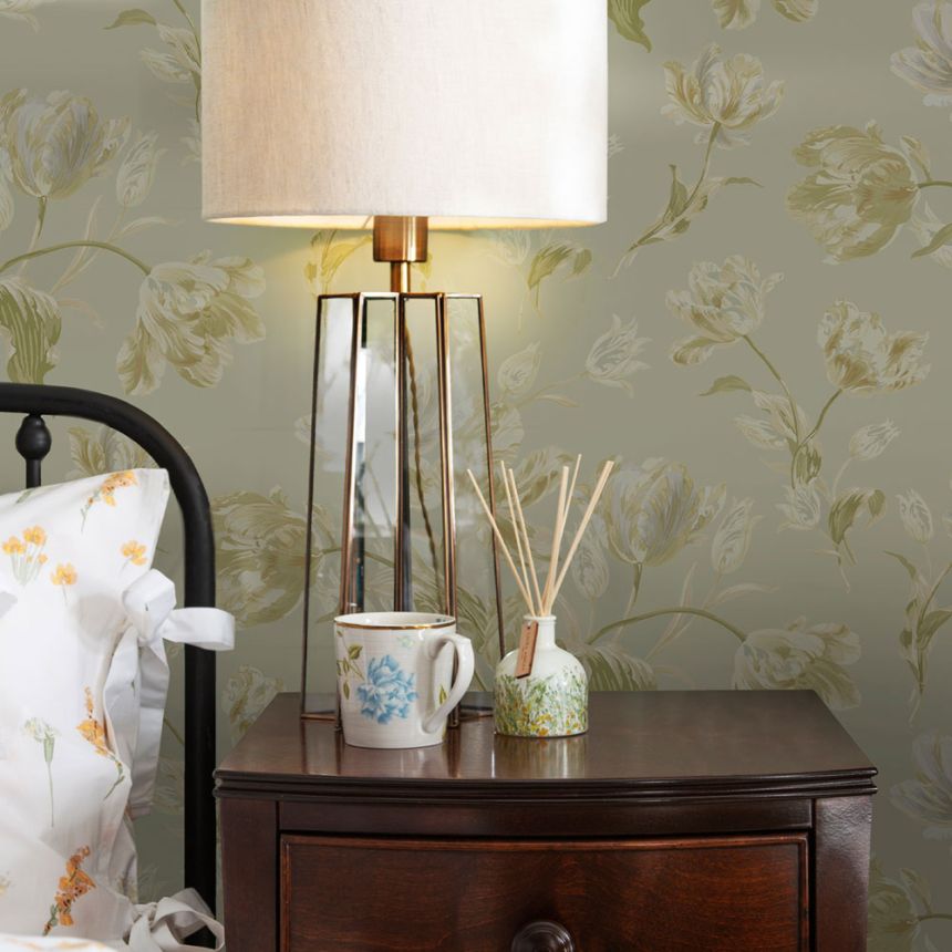 Wallpaper, grey, flowers, 122769, Laura Ashley Signature