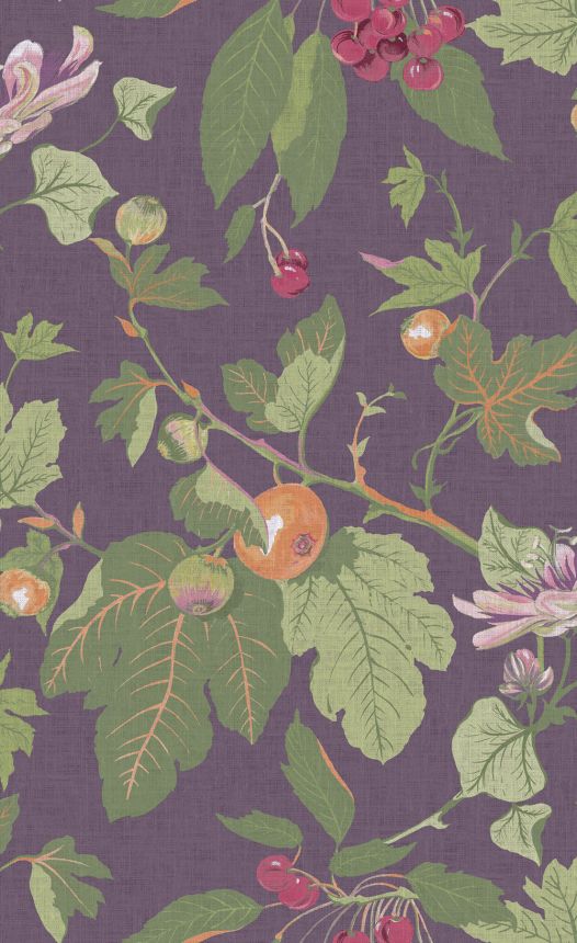 Wallpaper, purple, leaves, fruits, 130283, Concerto, Graham Brown Premium