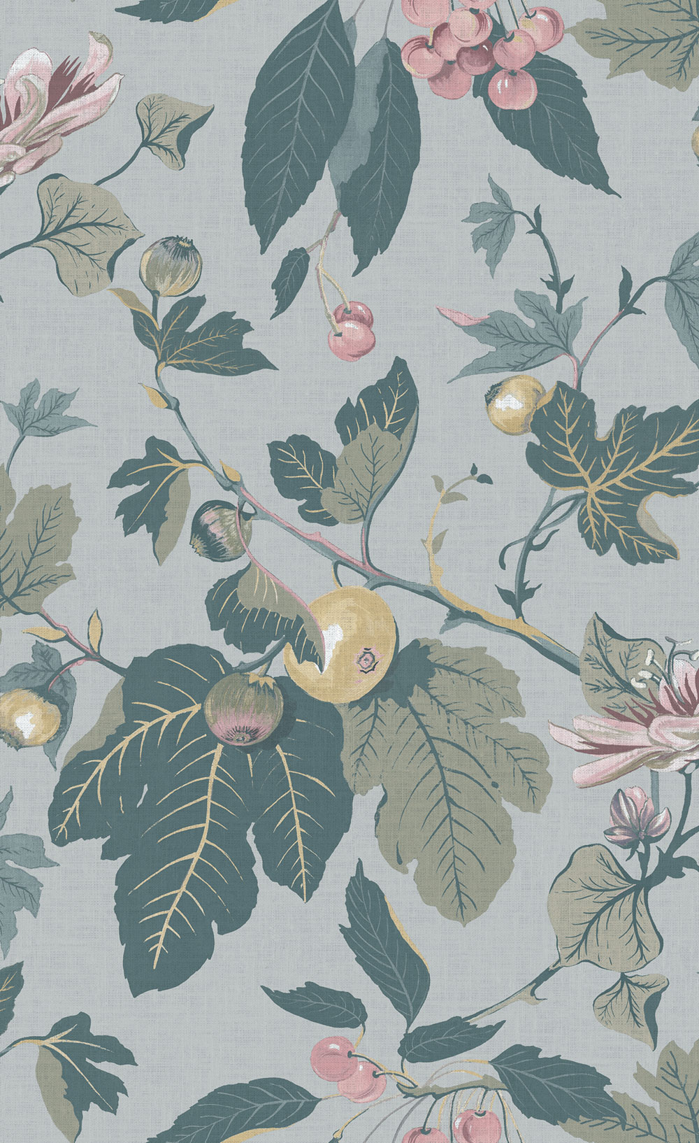 Wallpaper, blue, leaves, fruits, 130284, Concerto, Graham Brown Premium