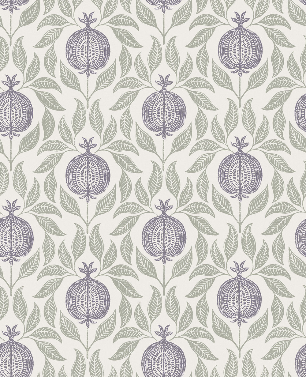Wallpaper, green-purple, leaves, pomegranates, 130288, Concerto, Graham Brown Premium
