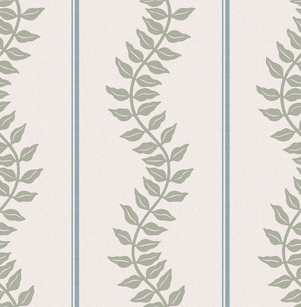 Wallpaper, blue-green, stripes, leaves, 130294, Concerto, Graham Brown Premium