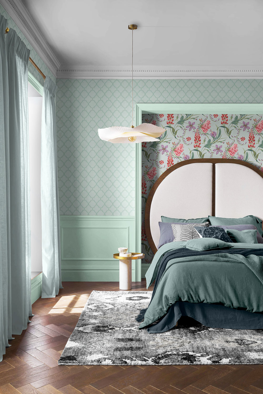 Wallpaper, turquoise, trellis, grid, 130300, Concerto, Graham Brown Premium