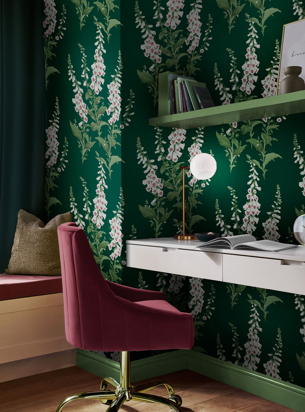 Wallpaper, green, flowers, 130306, Concerto, Graham Brown Premium