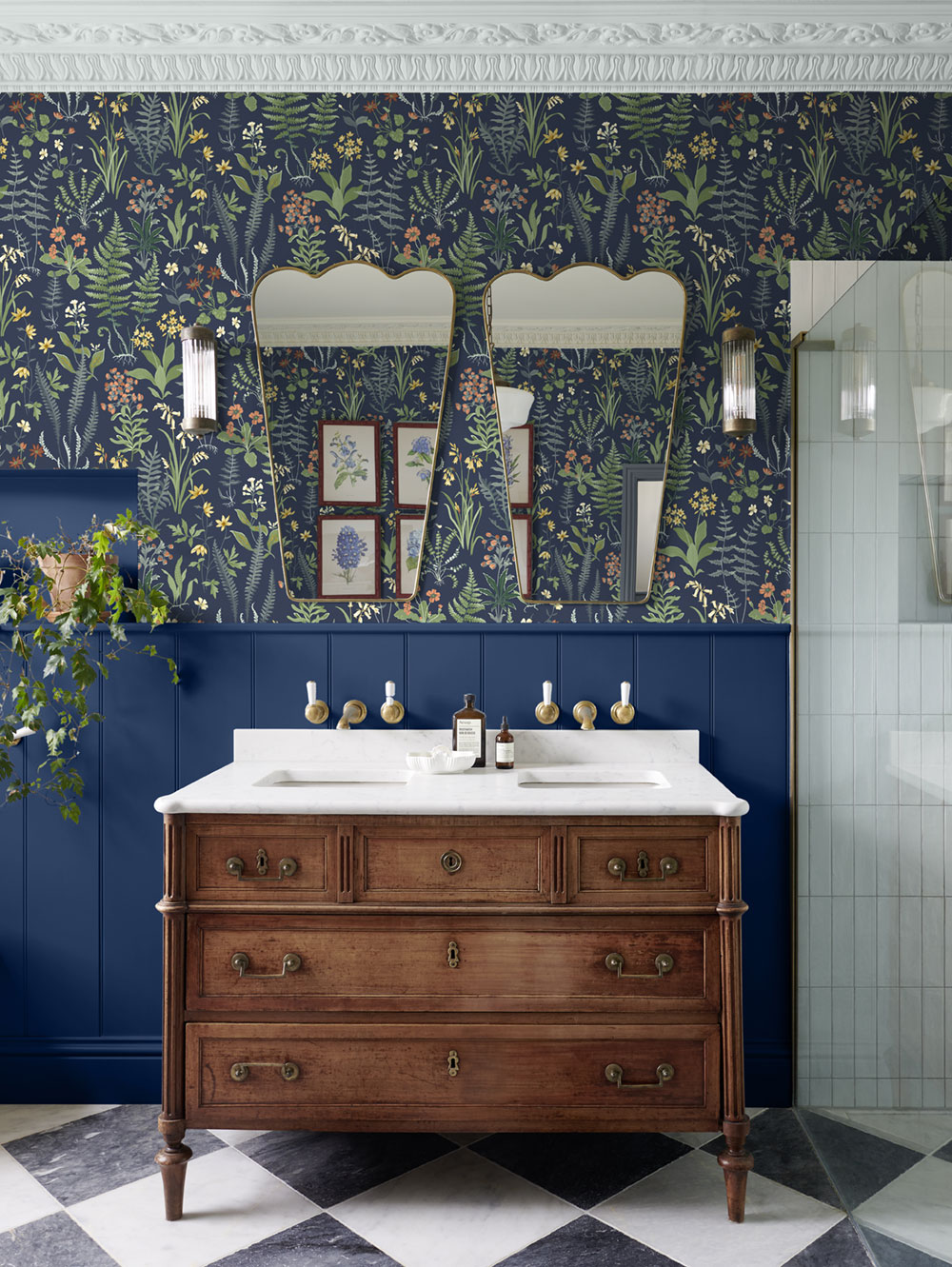 Wallpaper, blue, flowers, ferns, 130315, Concerto, Graham Brown Premium