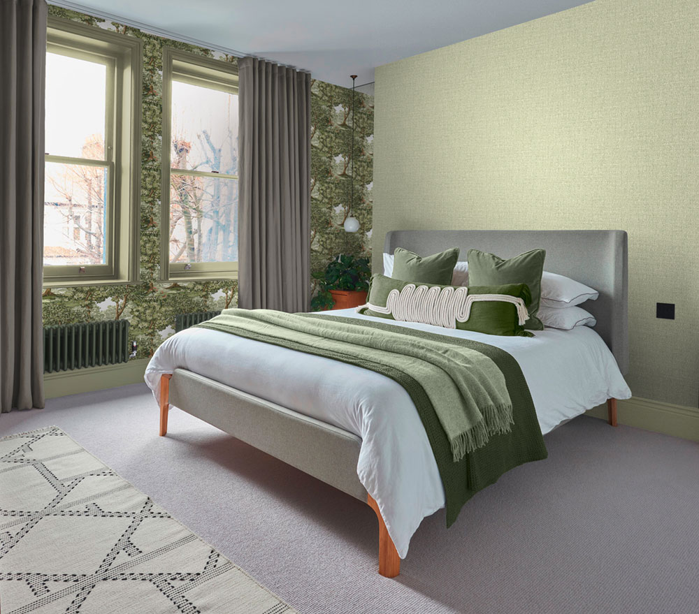 Wallpaper, green, fabric effect, 127905, Arboretum, Graham Brown Premium