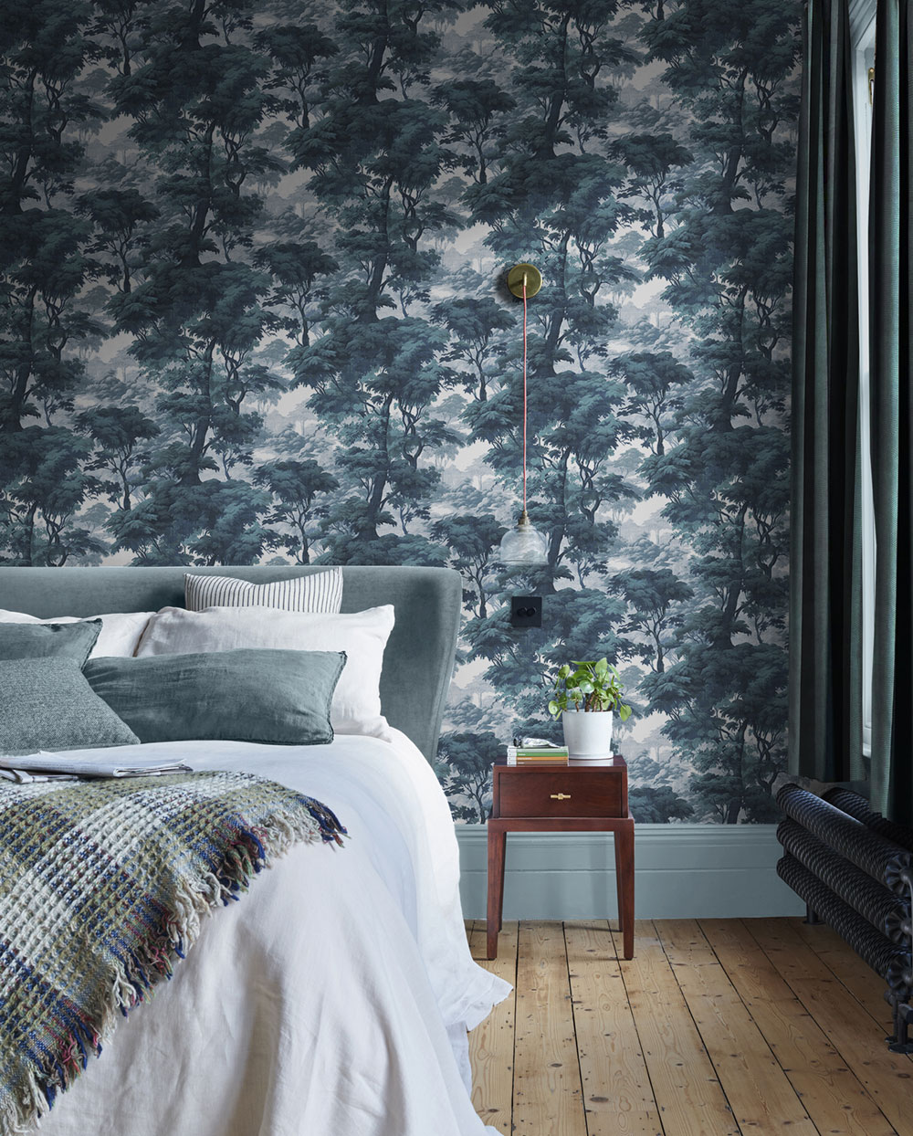 Wallpaper, blue-green, forest, trees, 127935, Arboretum, Graham Brown Premium