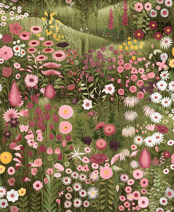 Wallpaper, green-pink, blooming meadow, 127929, Arboretum, Graham Brown Premium