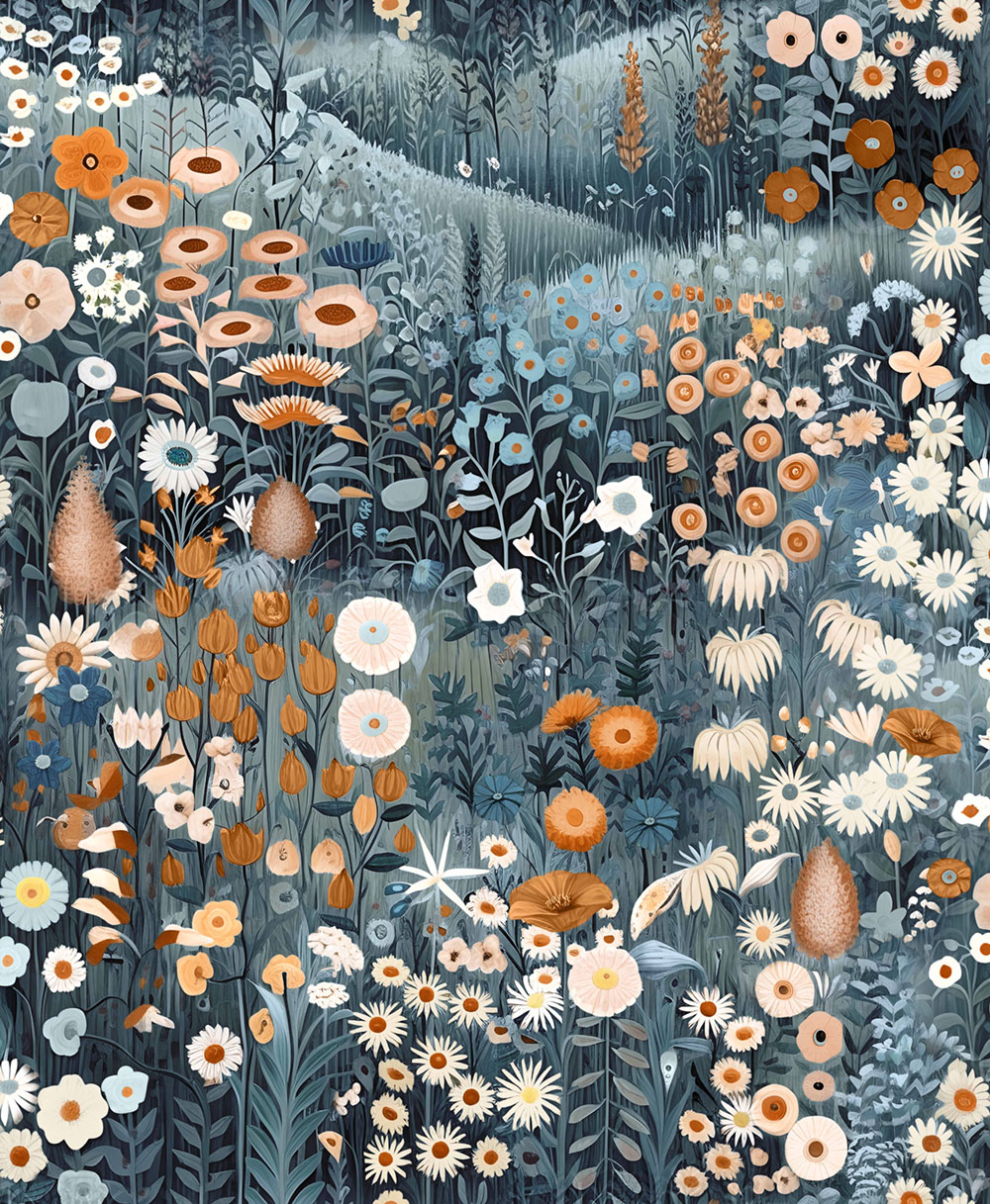 Wallpaper, turquoise, blooming meadow, 127927, Arboretum, Graham Brown Premium