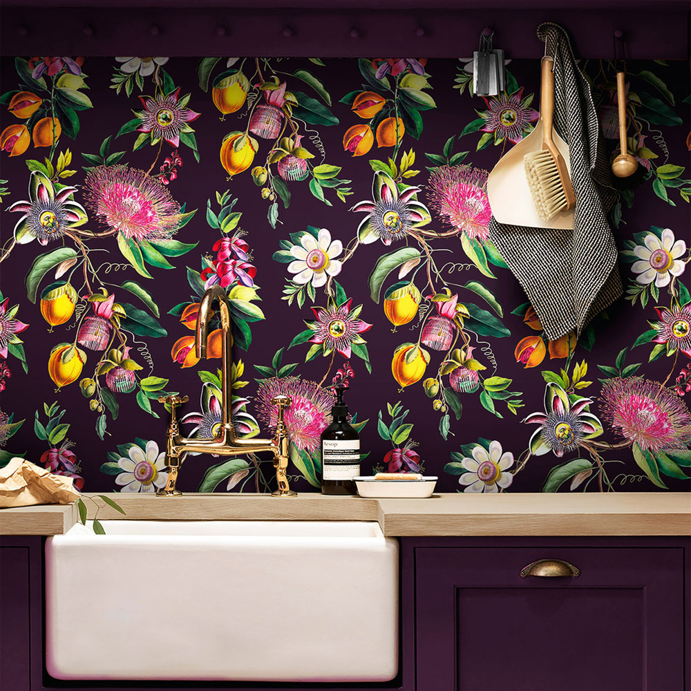 Wallpaper, black, flowers, passionflower, 127920, Arboretum, Graham Brown Premium