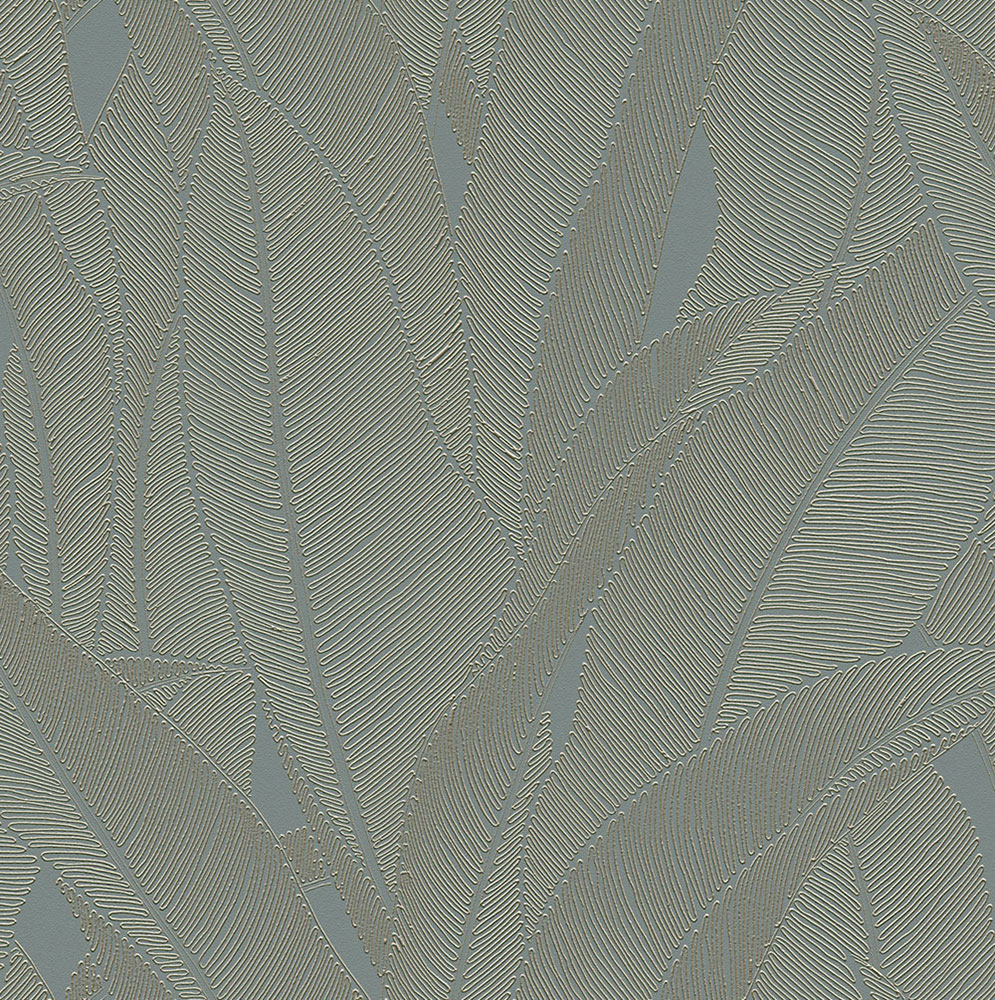 Luxury Wallpaper, Turquoise-Gold, Leaves, Z16701, Murella 100, Zambaiti Parati