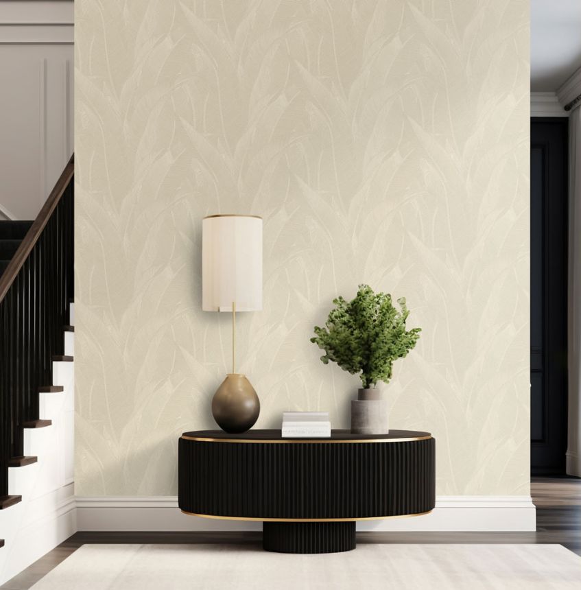 Luxury Wallpaper, Beige-Grey, Leaves, Z16706, Murella 100, Zambaiti Parati