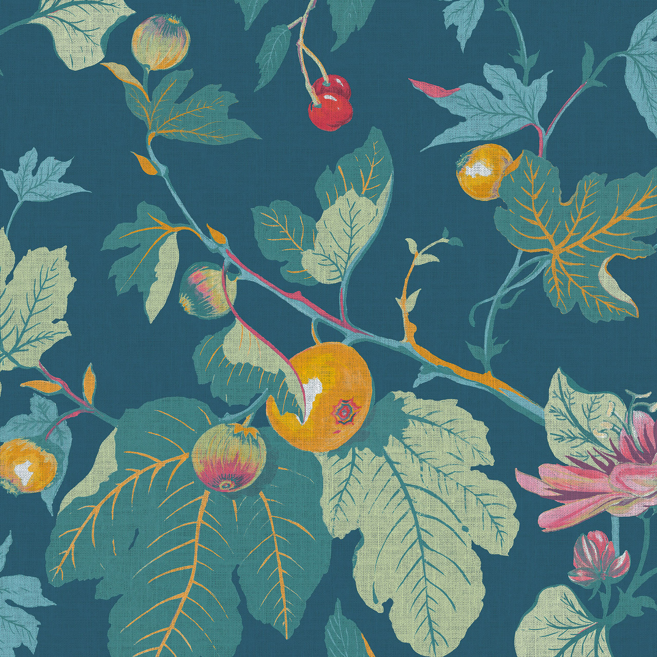 Wallpaper, blue, leaves, fruits, 130280, Concerto, Graham Brown Premium