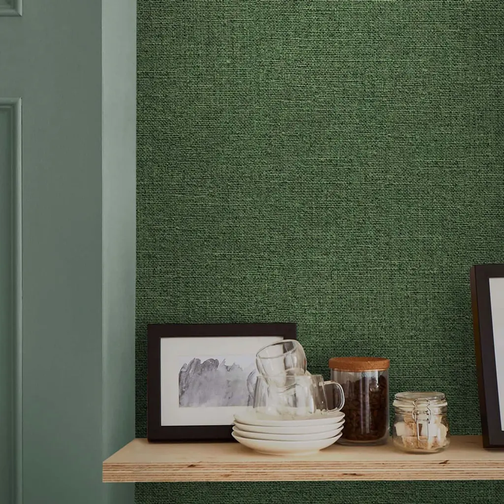 Wallpaper, green, fabric effect, 118036, Arboretum, Graham Brown Premium