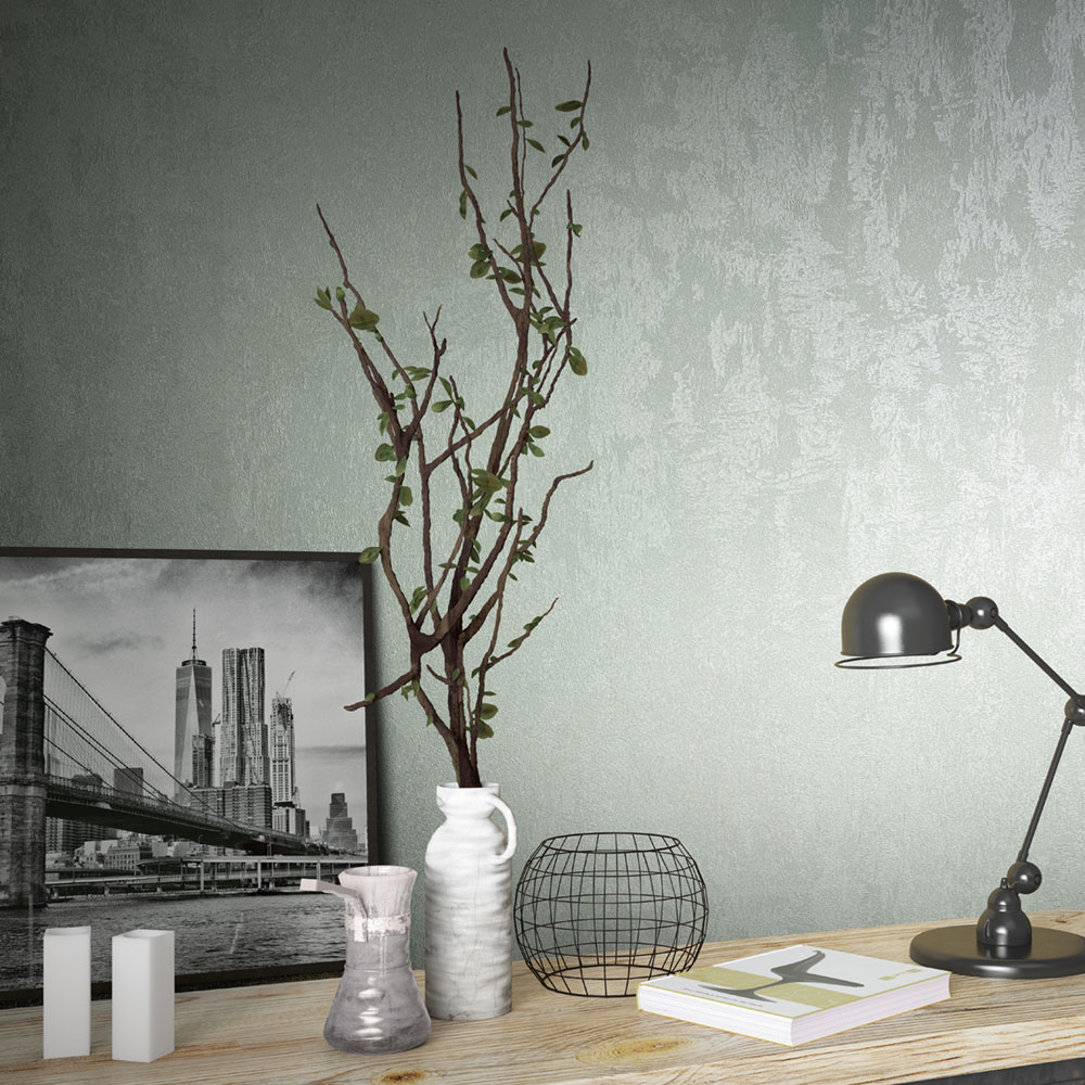 Wallpaper, turquoise, stucco plaster, 34273, City Glow, City Romance, Marburg