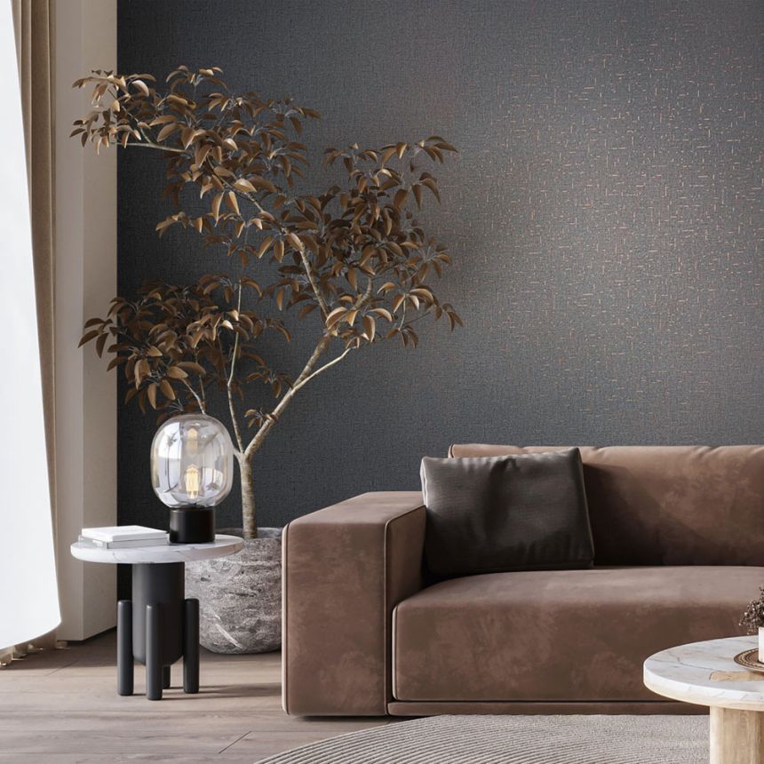 Wallpaper, black-bronze, fabric texture, 35111, City Romance, Marburg