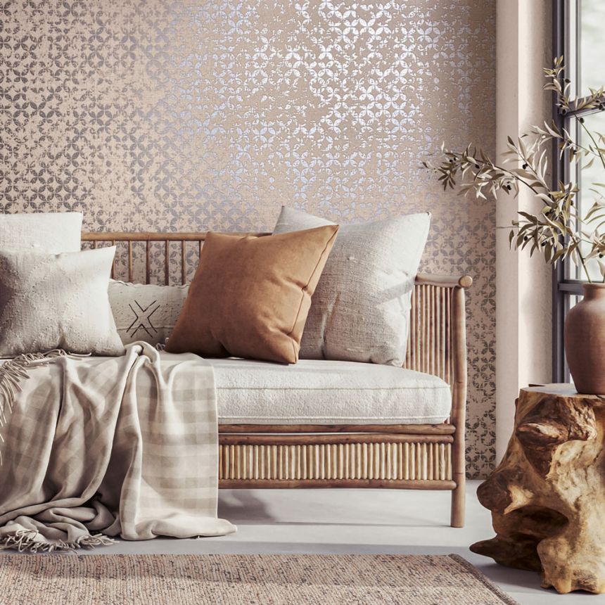 Wallpaper, beige-silver, geometric vintage pattern, 35120, City Romance, Marburg