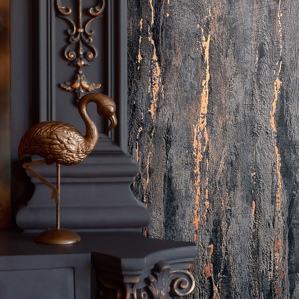 Wallpaper, black-bronze, stucco plaster, 35156, City Romance, Marburg
